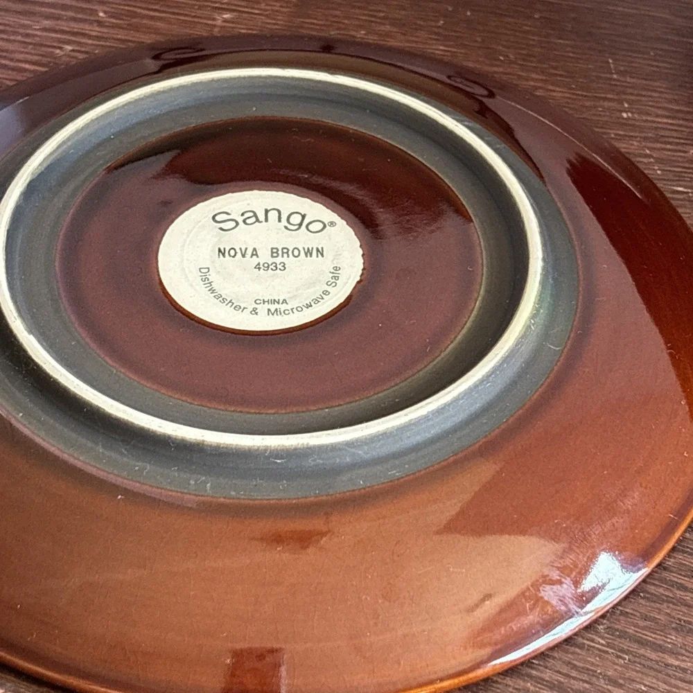 Sango Nova‎ Brown # 4933 Set of 5 Salad Plates 8